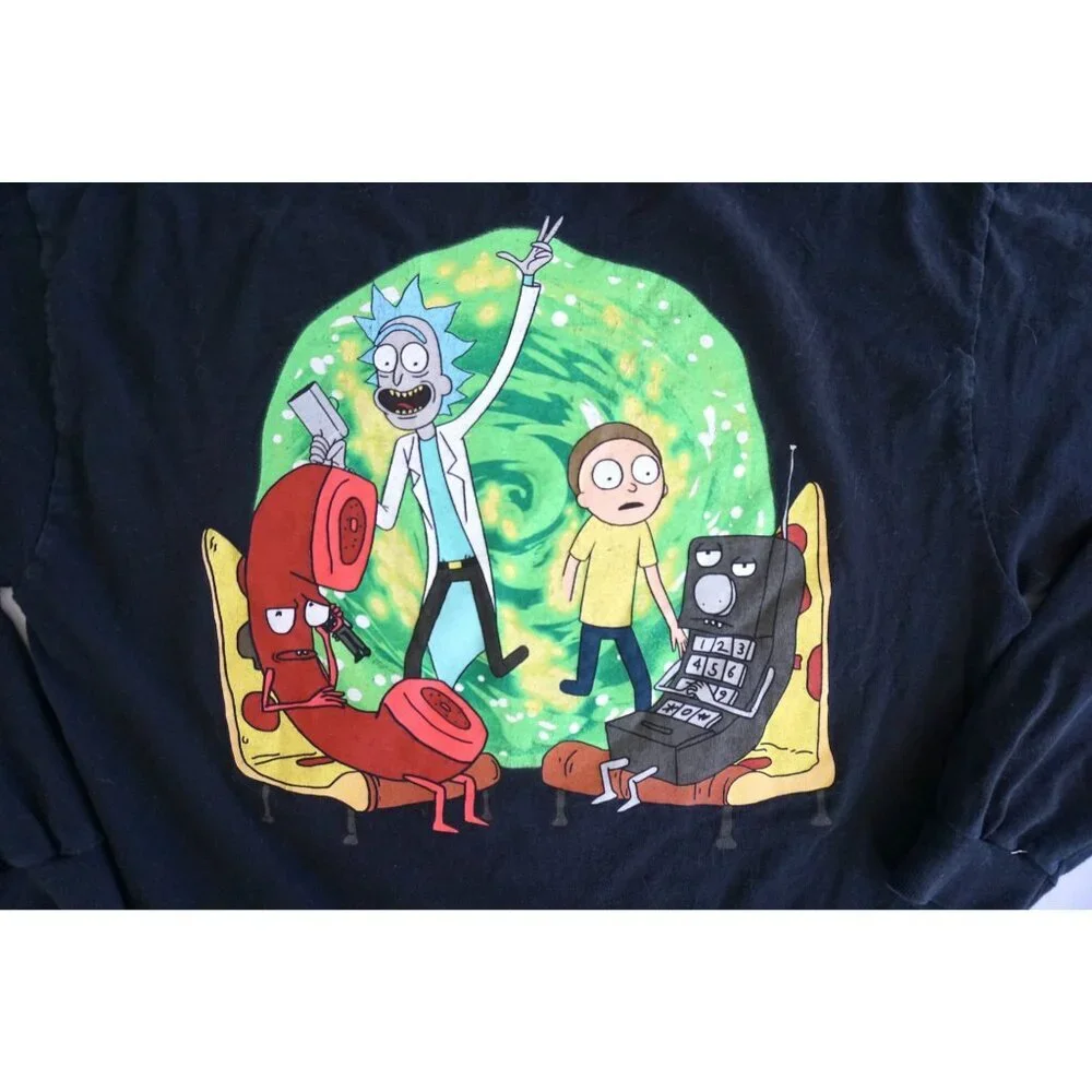 Rick and Morty Adult Swim Pizza Universe Long Sleeve Tee - Size L - Picture 4 of 4